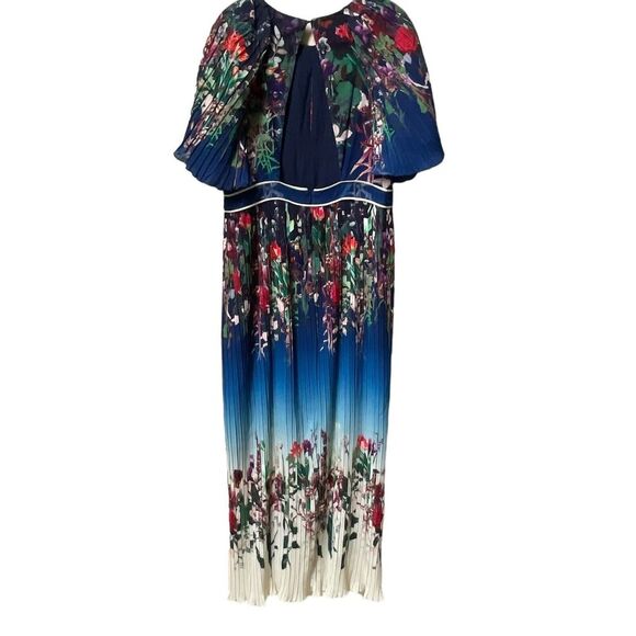 Karen Millen Pleated Detail Woven Floral Mixed Midaxi Dress Size 12 New - Picture 6 of 16